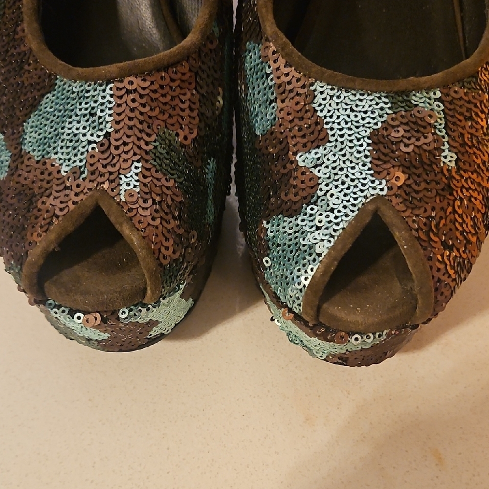 Robert Clergerie Camouflage Sequin Platform Shoes. RARE LIMITED EDITION!!! - Picture 11 of 11